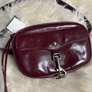 Rebecca Minkoff Maroon Silver Zipper Belt Bag